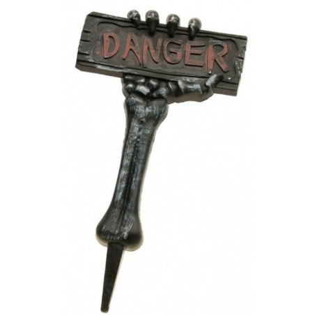 PANNEAU DANSGER DANS MAIN DE ZOMBIE A PLANTER 28 X 2  X 53 CM HT 