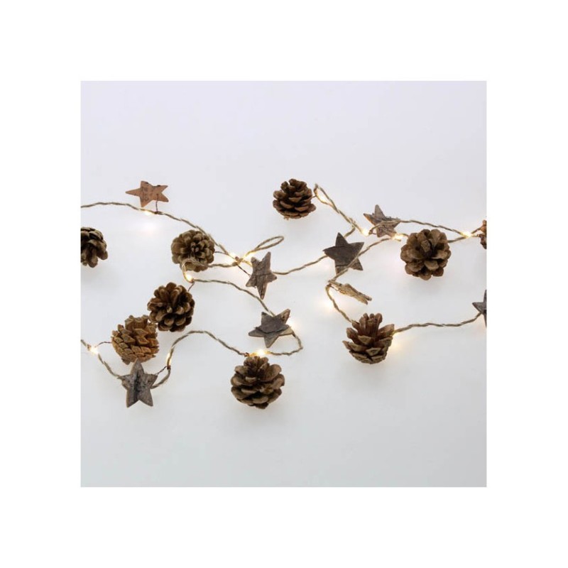 GUIRLANDE FIL MICRO LEDS NATURELLE 220CM POMMES DE PINS BOIS GUIRLANDE FIL MICRO LEDS NATURELLE 220CM POMMES DE PINS BOIS