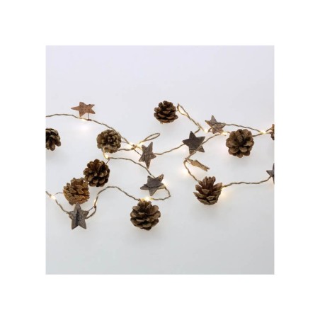 GUIRLANDE FIL MICRO LEDS NATURELLE 220CM POMMES DE PINS BOIS