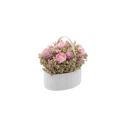 BOUQUET PANIER FLEURS ROSES LINA 8CM X 6CM X 8CM