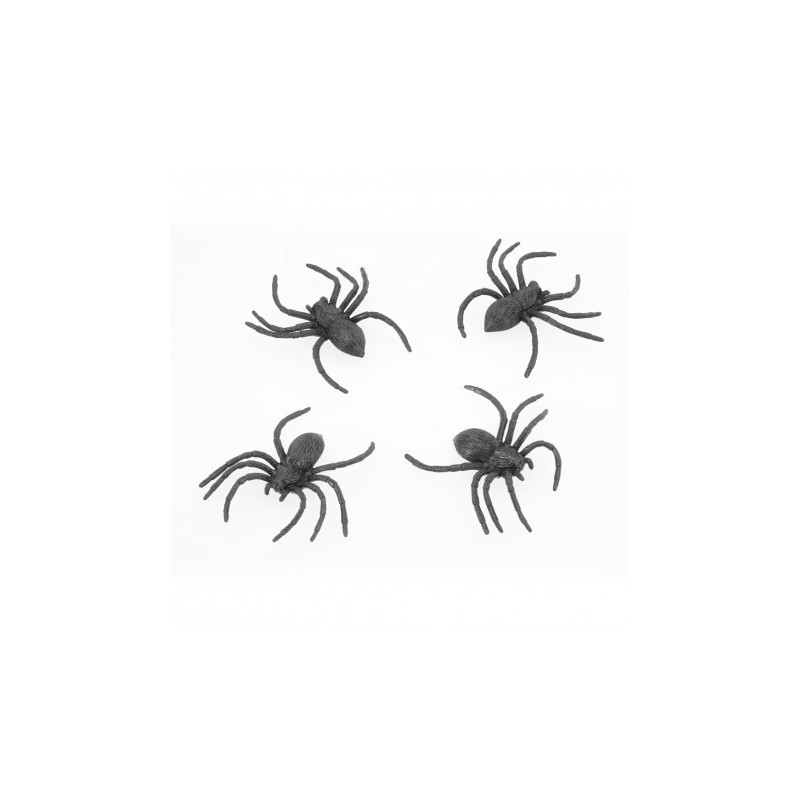 LOT 4 ARAIGNEES NOIRES 8 X 9 CM 