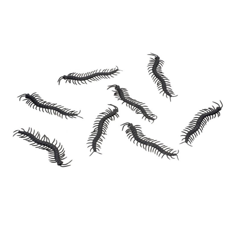 LOT 8 MILLE-PATTES PVC NOIRS 14CM X 3.5CM