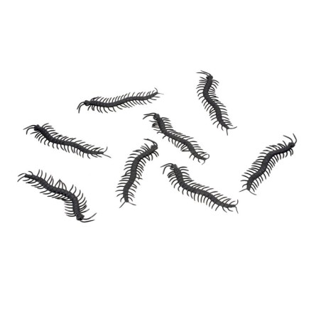 LOT 8 MILLE-PATTES PVC NOIRS 14CM X 3.5CM