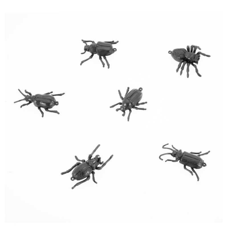 LOT 6 INSECTES BLATTES NOIRS PVC 6CM X 4CM