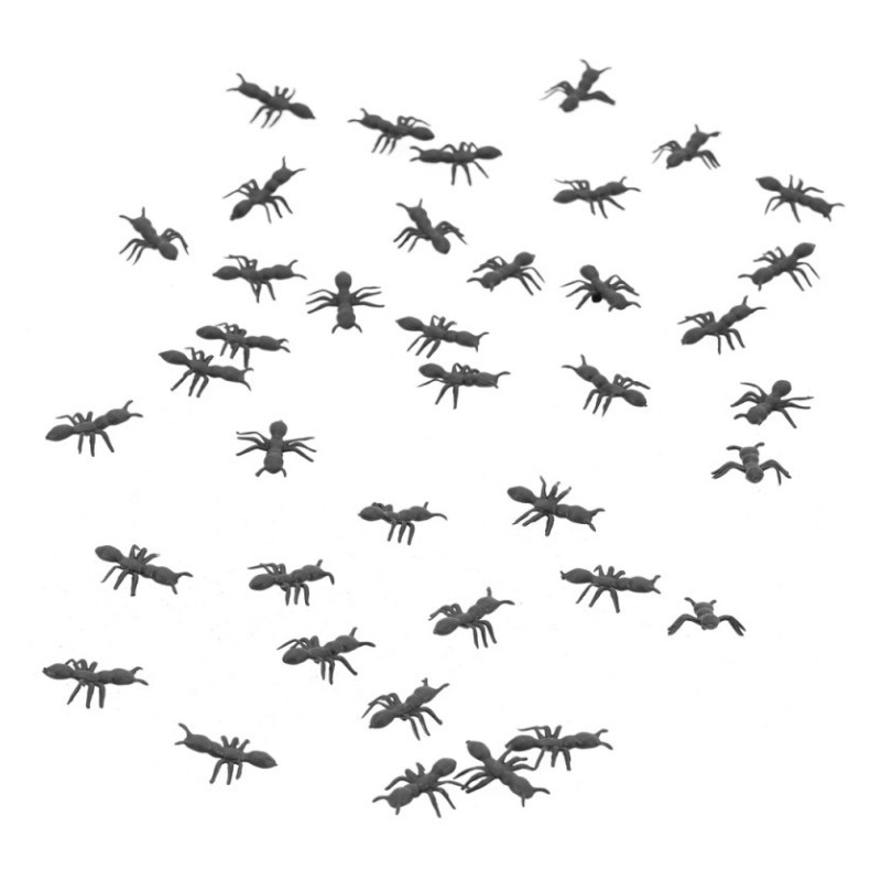 LOT 100 FOURMIS NOIRES PVC 2CM X 1.5CM