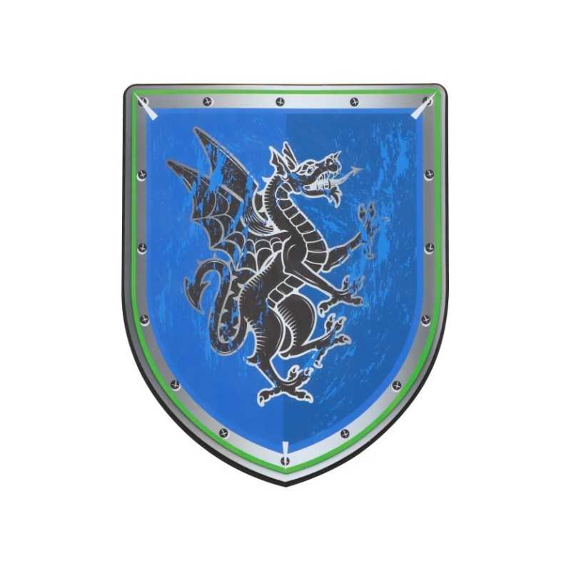 BOUCLIER CHEVALIER DRAGON BLEU EN MOUSSE