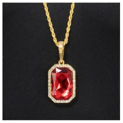 COLLIER RUBIS DE VAMPIRE PENDENTIF 3CM X 4CM / CHAINE 72CM