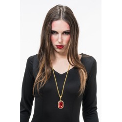 COLLIER RUBIS DE VAMPIRE PENDENTIF 3CM X 4CM / CHAINE 72CM