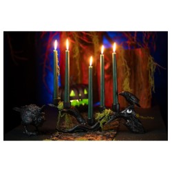 CHANDELIER RESINE BRANCHE D'ARBRE ET CORBEAU NOIR 42CM X 10CM X 18CM