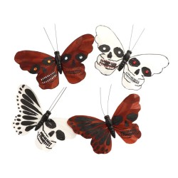 PAPILLON AILES TETE DE MORT A PINCER - 4 ASS 13CM X 1.5CM X 10CM
