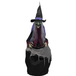 DECORATION HALLOWEEN SORCIERE AVEC CHAUDRON SON  LUMIERE ET ANIME