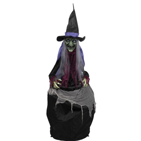 DECORATION HALLOWEEN SORCIERE AVEC CHAUDRON SON  LUMIERE ET ANIME