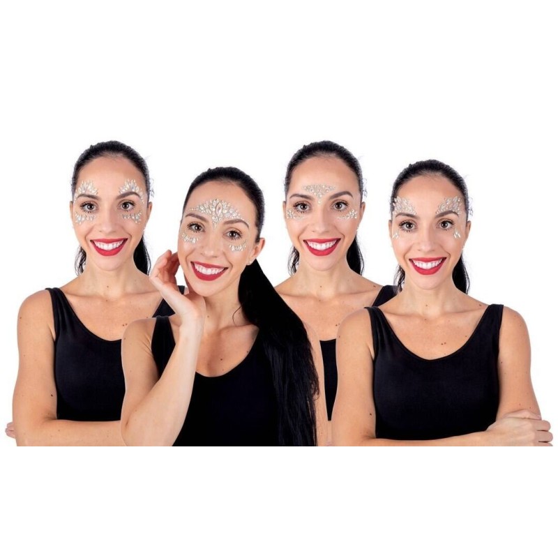 STRASS DE VISAGE AUTOCOLLANT 4 MODELES ALEATOIRES PHOSPHORESCENT STRASS DE VISAGE AUTOCOLLANT 4 MODELES ALEATOIRES PHOSPHORESCENT