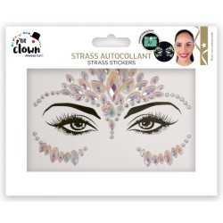 STRASS DE VISAGE AUTOCOLLANT 4 MODELES ALEATOIRES PHOSPHORESCENT