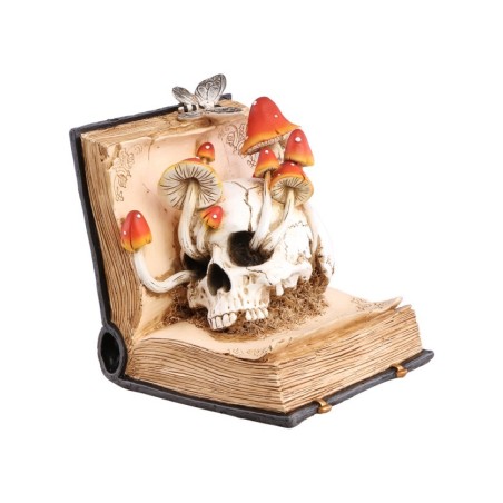 LIVRE DE SORTILEGES TETE DE MORT ET CHAMPIGNONS 17CM X 17CM X 19CM