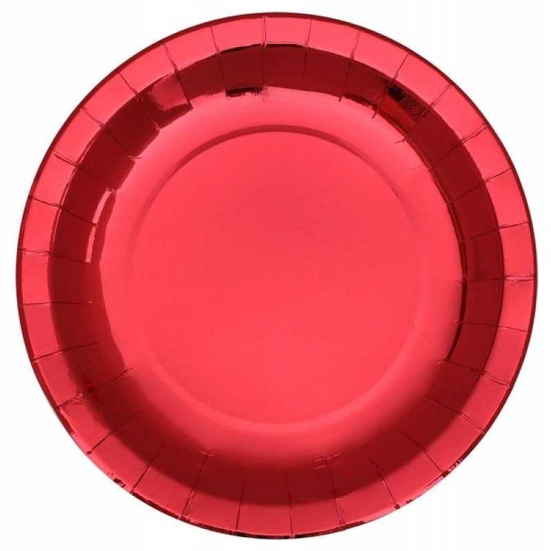 10 ASSIETTES RONDES ROUGE BRILLANT 26 CM 