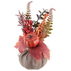 DECORATION COMPOSITION AUTOMNALE ORANGE DIAMETRE 11 X 27 CM