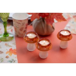 PORTE BOUGIE CHAMPIGNON DIAMETRE 6.5 CM X 9 CM  ORANGE