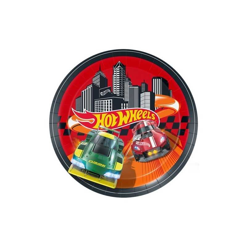 8 ASSIETTES EN CARTON HOT WHEELS 23 CM