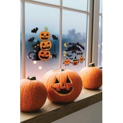 DECORATION STICKERS GEL CITROUILLE 20 X 20 CM MODEL ASSORTIS