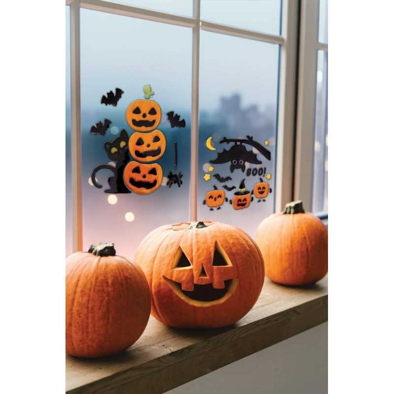 DECORATION STICKERS GEL CITROUILLE 20 X 20 CM MODEL ASSORTIS