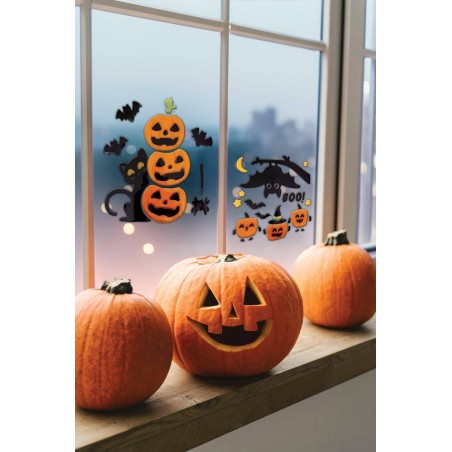 DECORATION STICKERS GEL CITROUILLE 20 X 20 CM MODEL ASSORTIS