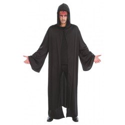 CAPE NOIRE A CAPUCHE PRETRE SATANIQUE 180 CM