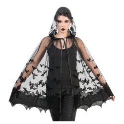CAPE A CAPUCHE CHAUVE-SOURIS NOIR TAILLE UNIQUE
