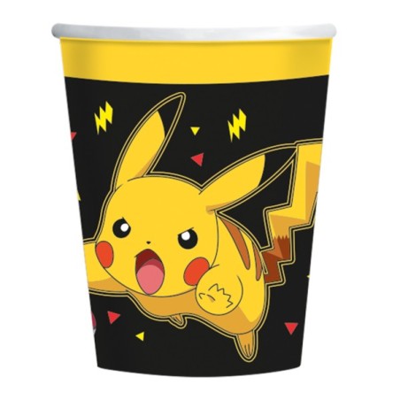 8 GOBELETS POKEMON PIKACHU JAUNE - NOIR 237 ML