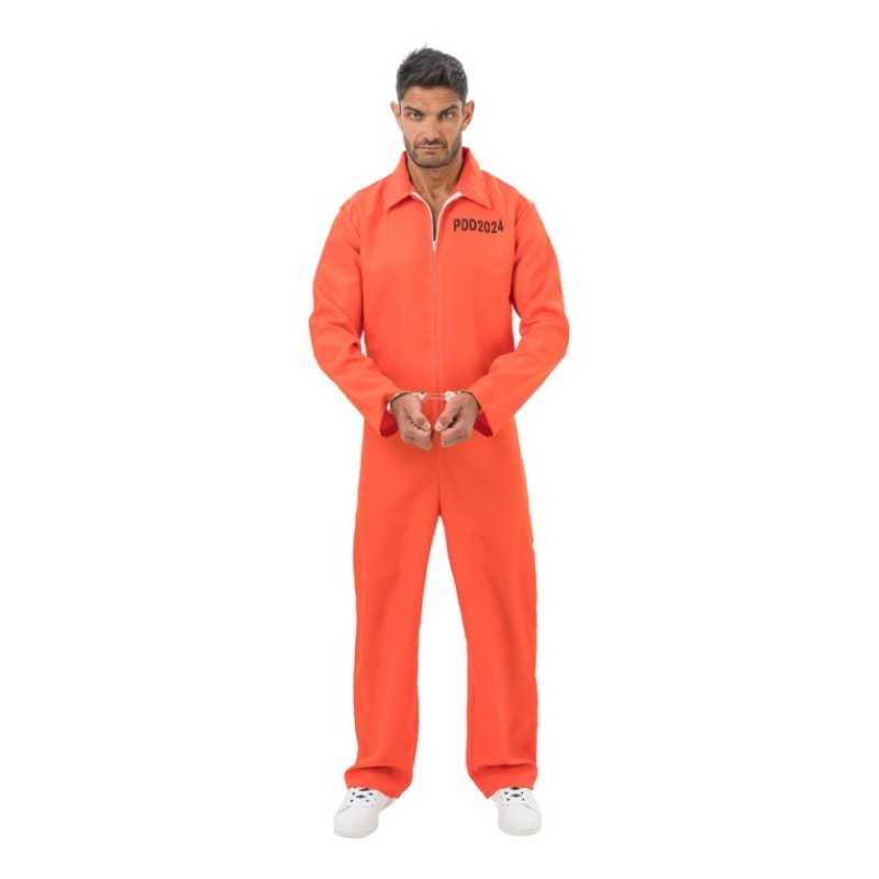 DEGUISEMENT HOMME COMBINAISON ORANGE PRISONNIER TAILLE 180 CM 