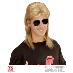 PERRUQUE MULLET BLONDE CENDREE + LUNETTES PILOTE