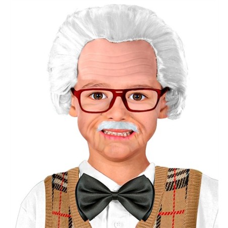 ENSEMBLE PERRUQUE CHEVEUX BLANCS MOUSTACHE ET LUNETTES GRAND PERE