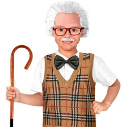 ENSEMBLE PERRUQUE CHEVEUX BLANCS MOUSTACHE ET LUNETTES GRAND PERE