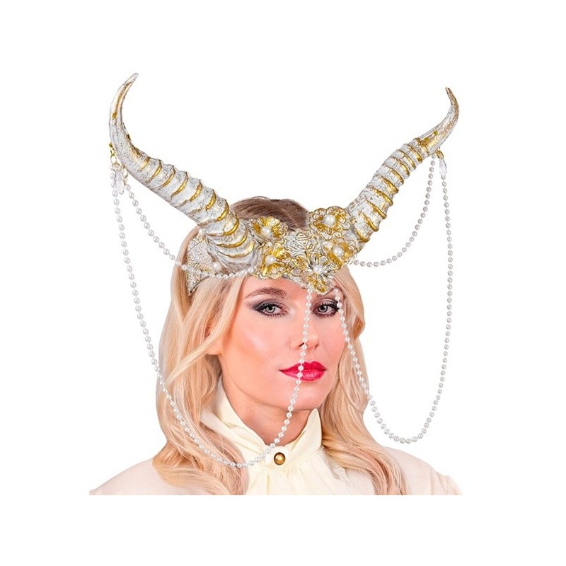 COIFFE OU TOUT DE TETE CORNES GOTHIQUES BLANCHES + PERLES COIFFE OU TOUT DE TETE CORNES GOTHIQUES BLANCHES + PERLES