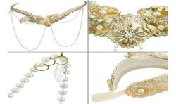 COIFFE OU TOUT DE TETE CORNES GOTHIQUES BLANCHES + PERLES