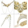 COIFFE OU TOUT DE TETE CORNES GOTHIQUES BLANCHES + PERLES