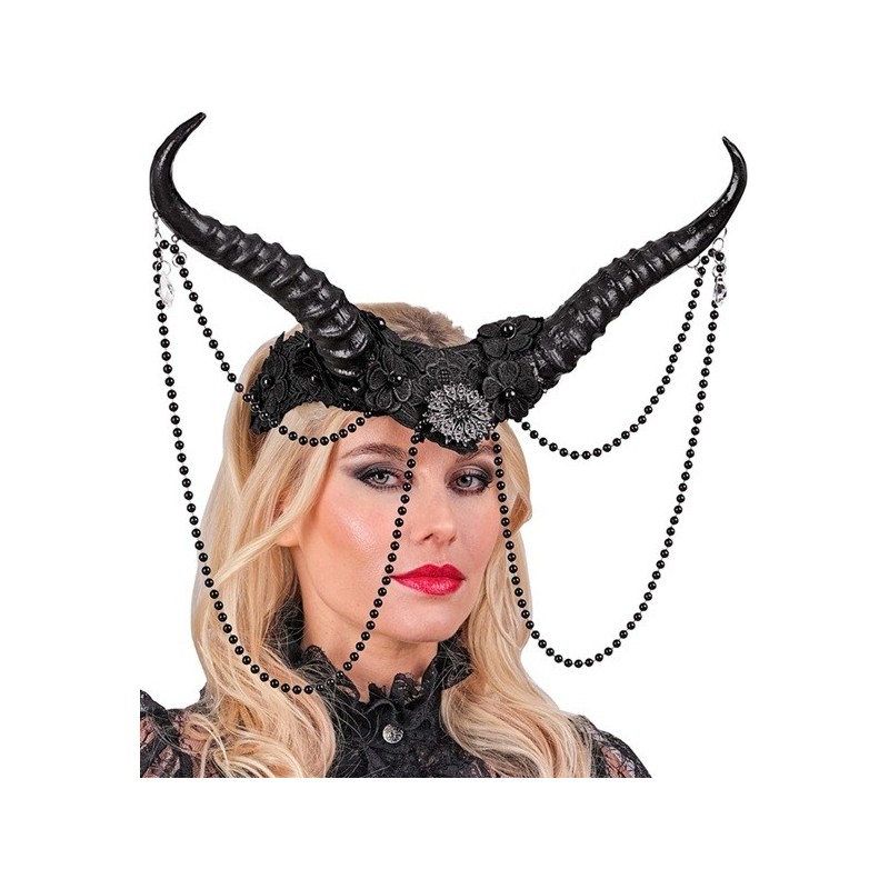 COIFFE OU TOUT DE TETE CORNES GOTHIQUES NOIRES + PERLES COIFFE OU TOUT DE TETE CORNES GOTHIQUES NOIRES + PERLES