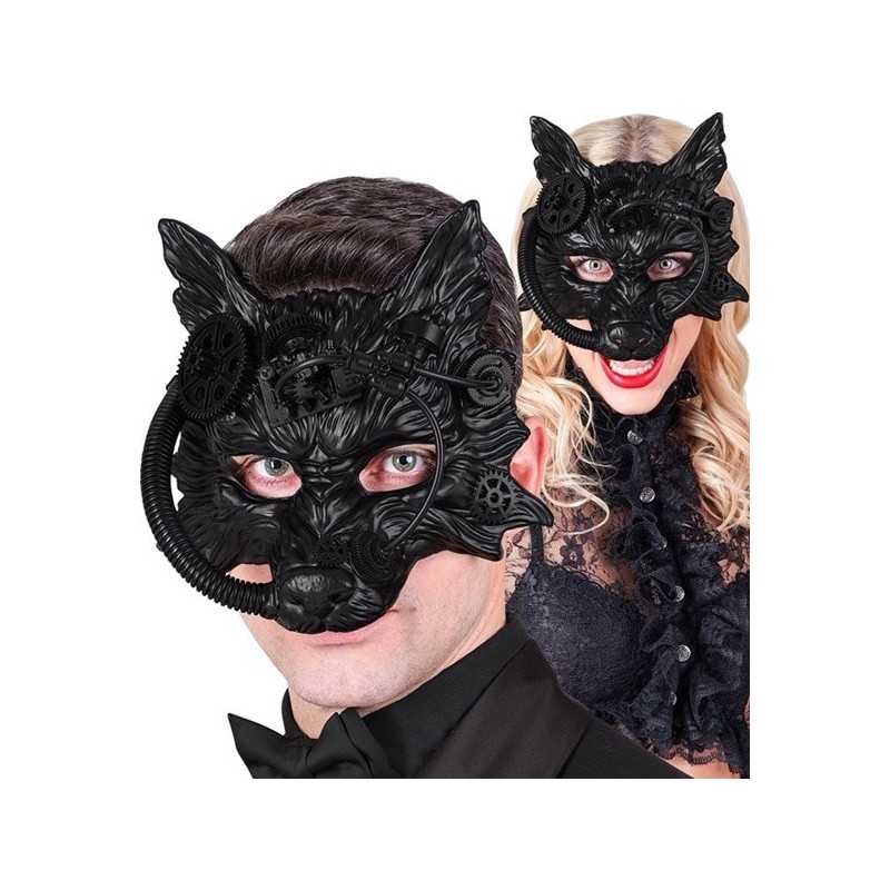 DEMI MASQUE LOUP GAROU STEAMPUNK NOIR