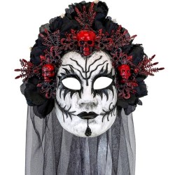 MASQUE AUX ROSES NOIRES ET VOILE REINE DE LA MORT