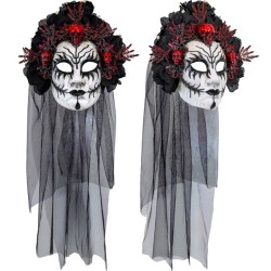 MASQUE AUX ROSES NOIRES ET VOILE REINE DE LA MORT