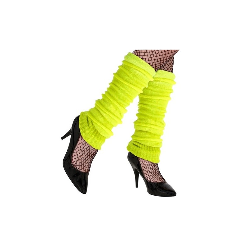 GUETRES JAMBIERES JAUNE FLUO ANNEES 80 GUETRES JAMBIERES JAUNE FLUO ANNEES 80