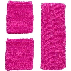 SET COMPLET BANDEAUX ET BRACELETS ROSE NEON 