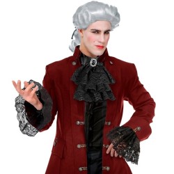 JABOT EN DENTELLE NOIR AVEC BIJOU PIERRE ET SES MANCHETTES