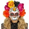 MASQUE DIA DE LOS MUERTOS MASQUE CRÂNE AVEC FLEURS COLORÉES MASQUE DIA DE LOS MUERTOS MASQUE CRÂNE AVEC FLEURS COLORÉES