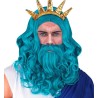 PERRUQUE BARBE ET MOUSTACHE DIEU DE L'OLYMPE POSSEIDON OU NEPTUNE TURQUOISE PERRUQUE BARBE ET MOUSTACHE DIEU DE L'OLYMPE POSSEIDON OU NEPTUNE TURQUOISE