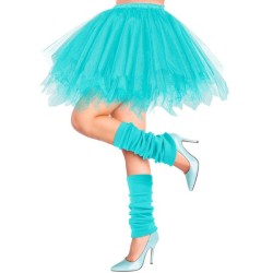 GUETRES JAMBIERES BLEU TURQUOISE FLUO ANNEES 80