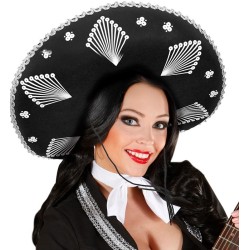 CHAPEAU MEXICAIN EN FEUTRE NOIR ET ARGENT