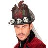 CHAPEAU VAUDOU HAUT DE FORME + VOILE NOIR PLUMES ROUGE ROSES NOIRES TETE DE MORT