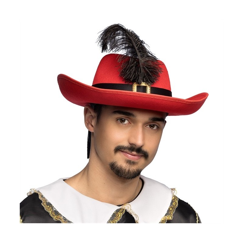 CHAPEAU MOUSQUETAIRE ARAMIS ROUGE PLUME NOIRE CHAPEAU MOUSQUETAIRE ARAMIS ROUGE PLUME NOIRE