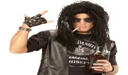 PERRUQUE MIXTE HARD ROCK CHEVEUX NOIRS LONGS ONDULES